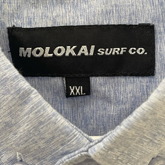 Molokai Surf Co Men's Size 2XL Ocean Blue Short Sleeve Button Front Shirt Crisp - Picture 3 of 10